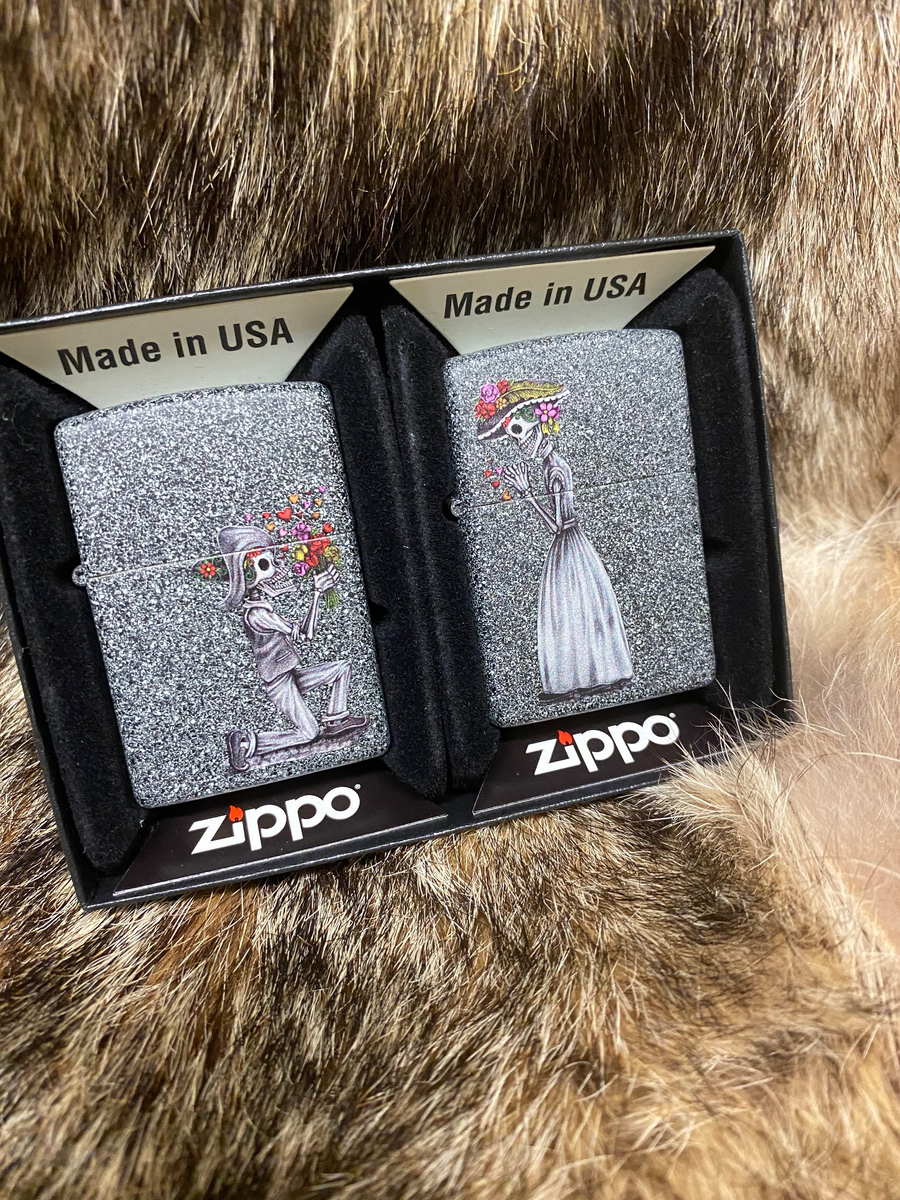 Zippo Day of Dead 2pc set with Dos Laredos Brand on Backside