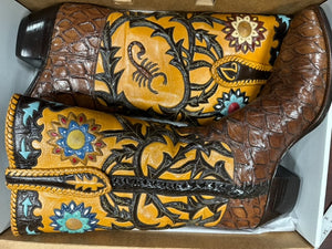 Preban David Little's Custom Detailed Boots made in San Antonio Texas 12.5D Work of Art