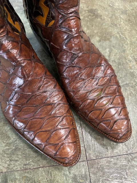 Preban David Little's Custom Detailed Boots made in San Antonio Texas 12.5D Work of Art