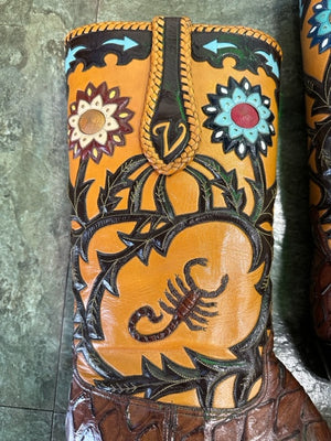 Preban David Little's Custom Detailed Boots made in San Antonio Texas 12.5D Work of Art