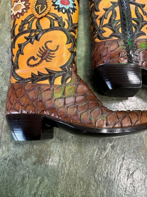 Preban David Little's Custom Detailed Boots made in San Antonio Texas 12.5D Work of Art