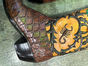 Preban David Little's Custom Detailed Boots made in San Antonio Texas 12.5D Work of Art