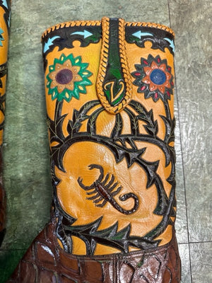 Preban David Little's Custom Detailed Boots made in San Antonio Texas 12.5D Work of Art