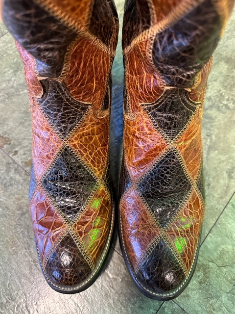 Preban Patched Vintage Cowboy Boots Larry Mahan Size 10D Mens