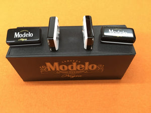 DOMINOES NEGRA MODELO WITH 2 WOOD HOLDERS.