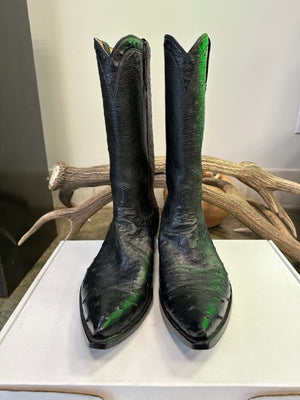 Ostritch Skin Full Up David Little's Custom Cowboy Boots made in San Antonio Texas 11.5 EE