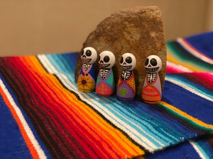 Hand Painted wooden Figurines in Day of the Dead Motif