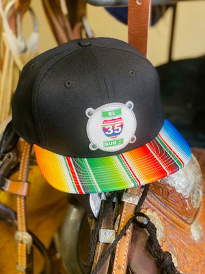 Dos Laredos INTERESTATAL 35 SUR Leather Patch Colorful Sarape Baseball Snapback Hat