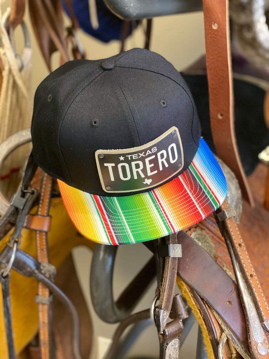 Dos Laredos Brand "TORERO" Leather TEXAS PLATE Patch Colorful Sarape Baseball Snapback Hat