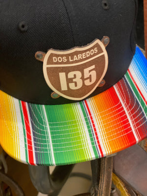 Dos Laredos I35 Interstate Leather Patch Colorful Sarape Baseball Snapback Hat