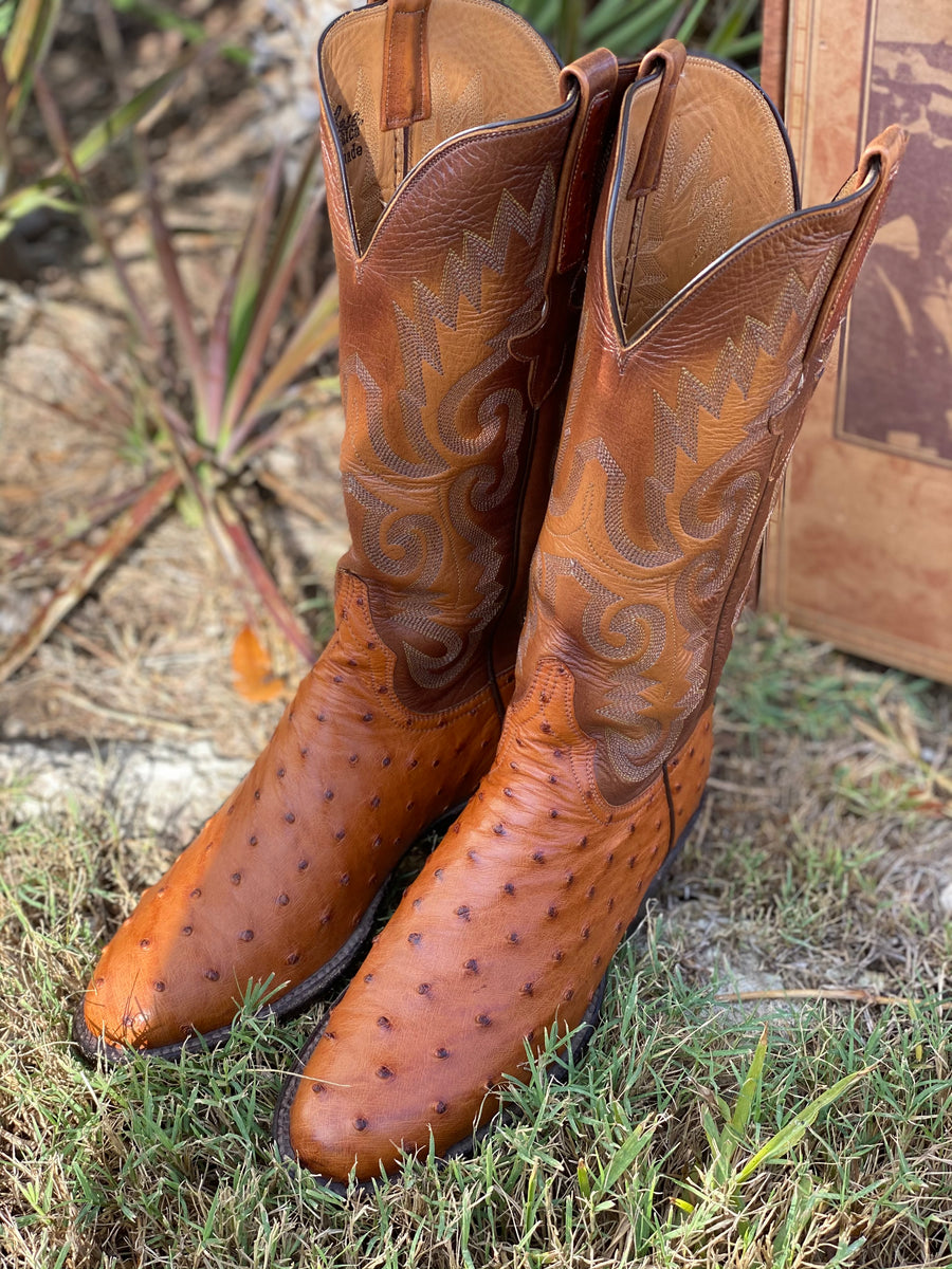Vintage Handmade Lucchese Boots Ostritch in saddle Color