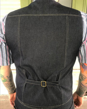 Denim and Leather Bar Vest