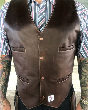 Denim and Leather Bar Vest