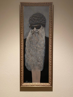 Framed Original painting of ZZ Top Billy Gibbons