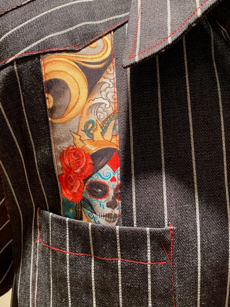 Denim and Day of The Dead Accents Gauyabera
