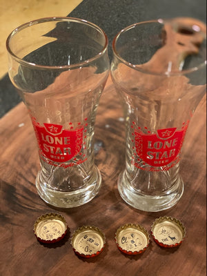 Pristine Vintage Lone star beer glasses Set of 2 Promotional Collectibles