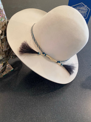 Vintage Texas Hatters Light Bone Colored with teal horse hair hat band