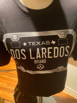 BLACK TEXAS License Plate Short Sleeve Dos Laredos Brand Tee