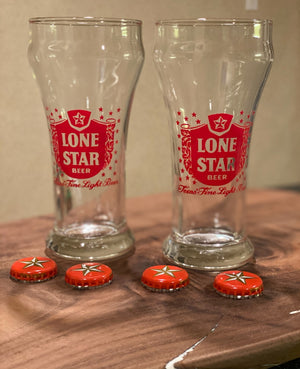 Pristine Vintage Lone star beer glasses Set of 2 Promotional Collectibles