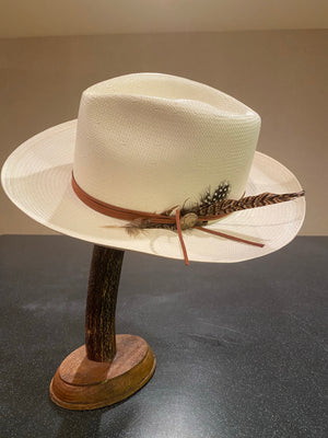 Stetson Tallahassee Straw Hat with Feather and Nickel Embellishments