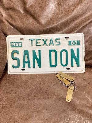 "SAN DON" Vintage Texas Plate from 1983 w/great patina