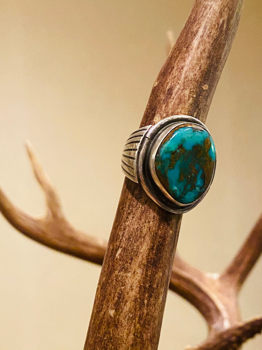 Navajo Pawn Turquiose Silver Turquoise Ring