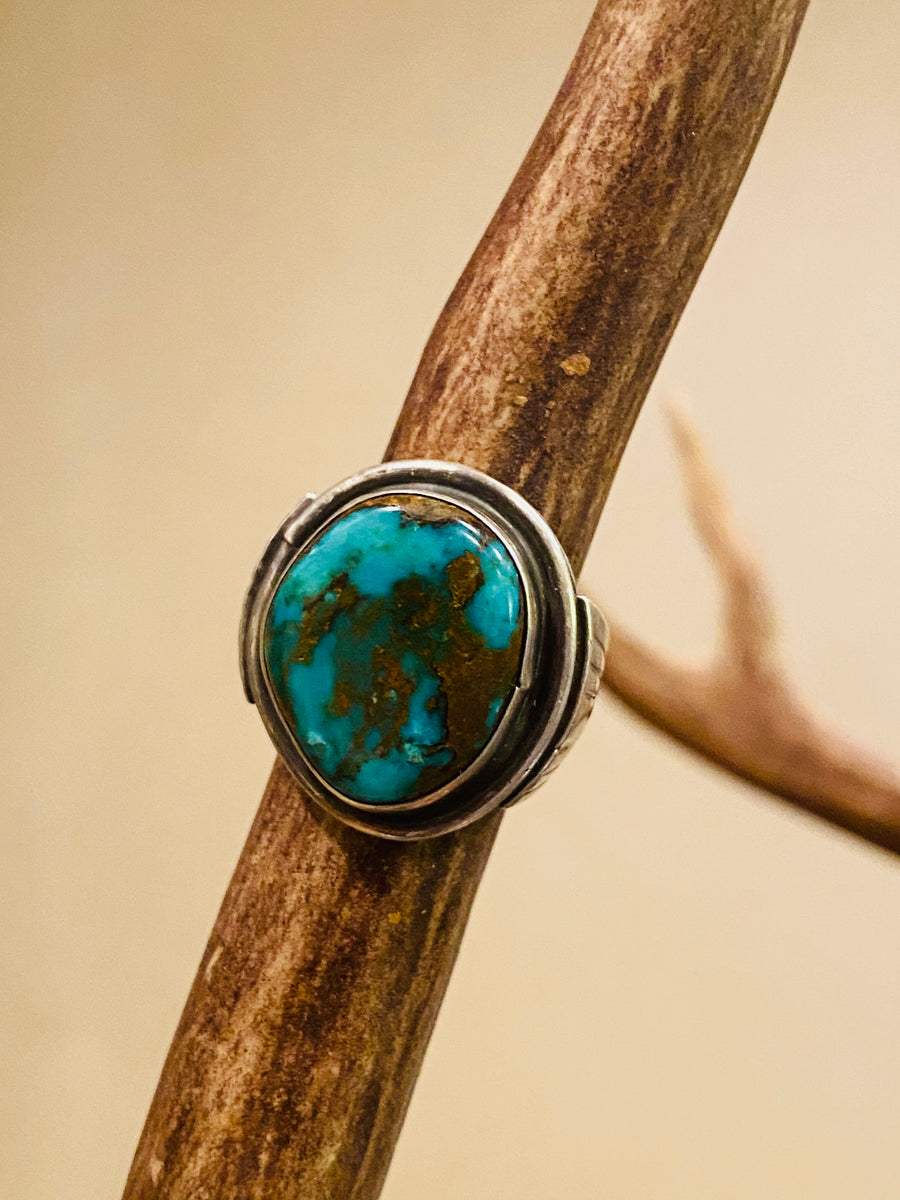 Navajo Pawn Turquiose Silver Turquoise Ring