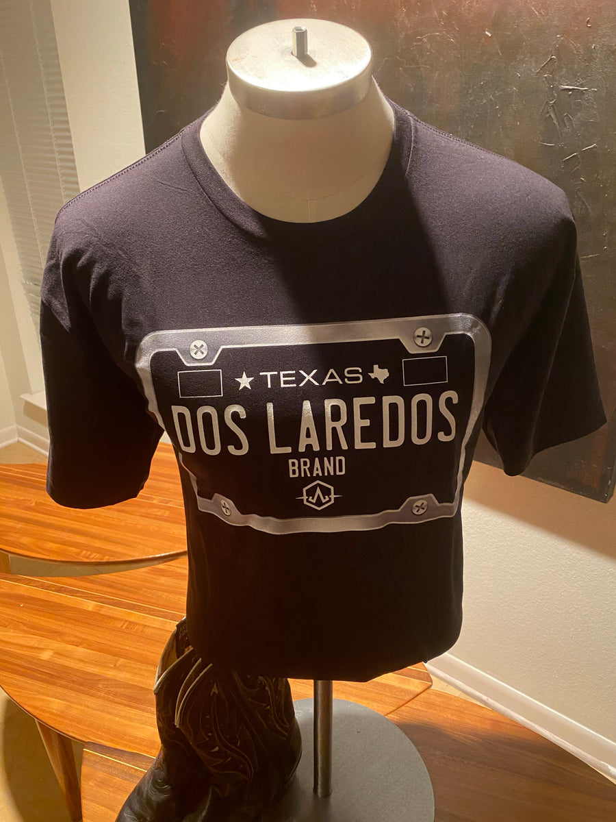 BLACK TEXAS License Plate Short Sleeve Dos Laredos Brand Tee