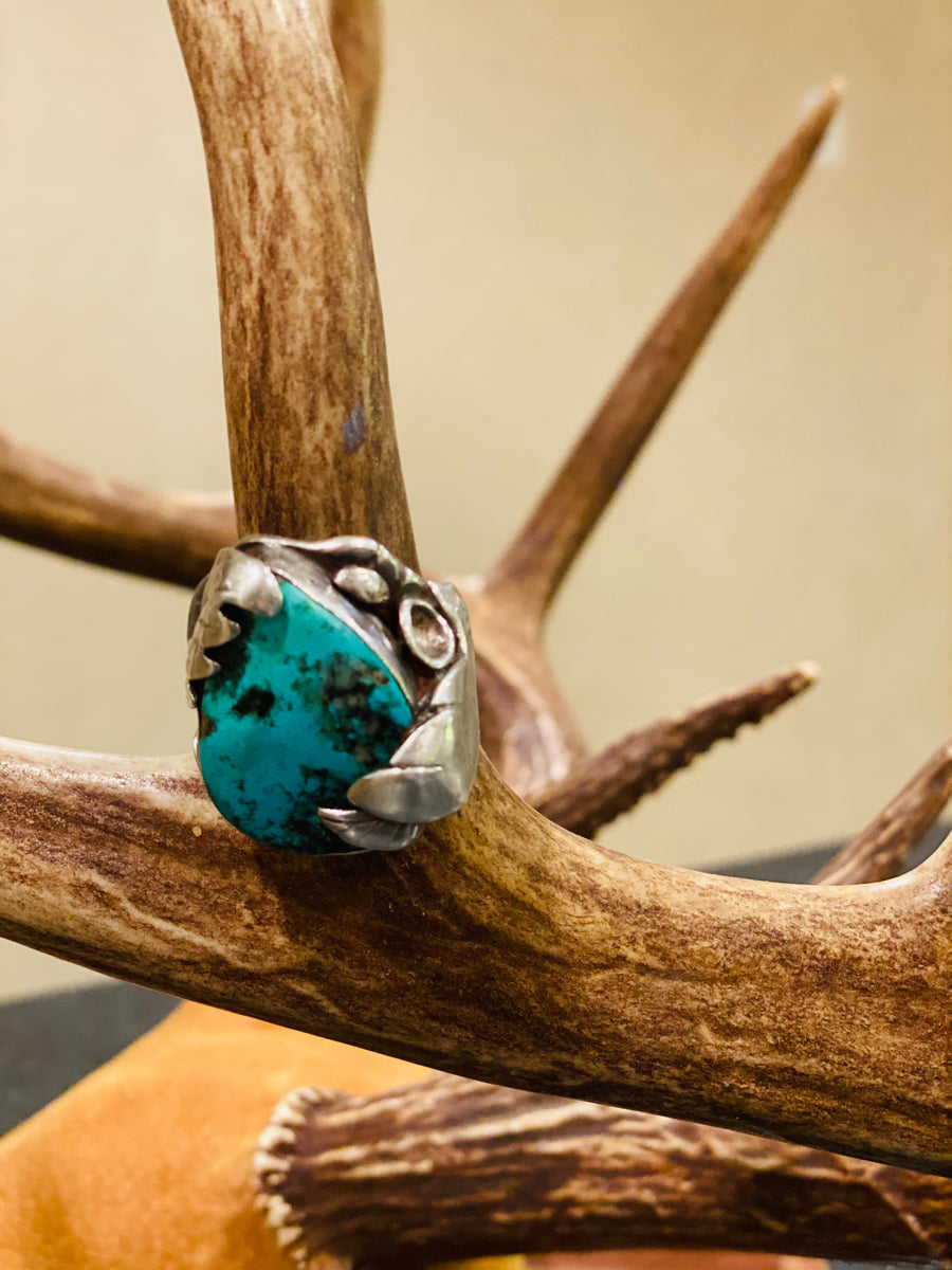 Heavy Navajo Pawn Turquiose Silver Turquoise Ring