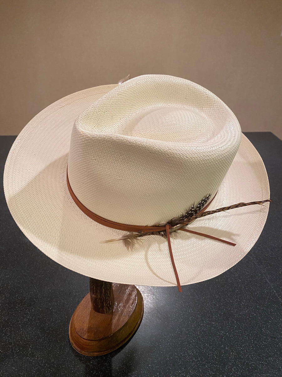 Stetson Tallahassee Straw Hat with Feather and Nickel Embellishments