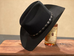 Stetson Hat Black Western with Small Buffalo Nickel Leather Band