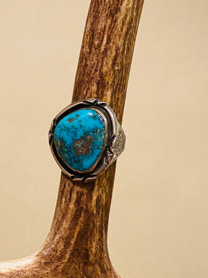 Navajo Pawn Turquiose Silver Turquoise Ring